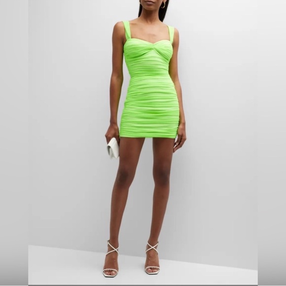 Norma Kamali Dresses & Skirts - Norma Kamali Neon Green Ruched Mini Dress